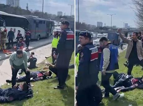 Başakşehir'de 4 cezaevi sevk aracı kaza yaptı! 6 jandarma yaralandı