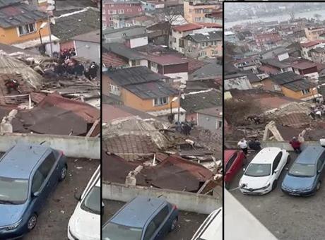 Fatih'te 2 binanın çökmesinin ardından yaşananlar anbean kamerada