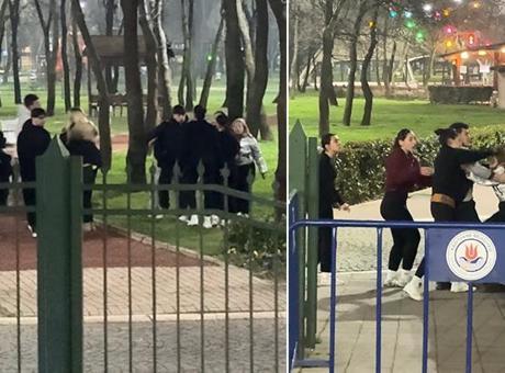 Kağıthane'de lise öğrencilerinin tekmeli yumruklu kavgası kamerada!