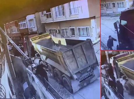 Kayan kamyonu durdurmak istedi… Önce kapıyla direk arasında sıkıştı, sonra 5 metreden düştü