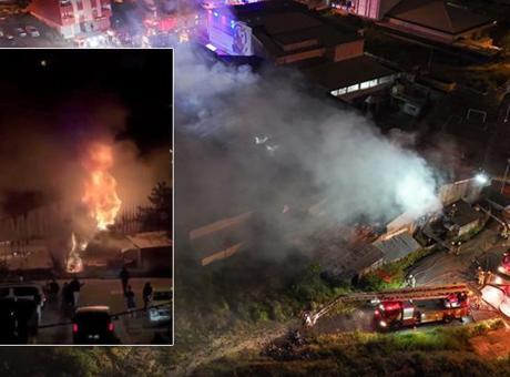 Arnavutköy'de fabrikada başlayıp çevredeki binalara sıçrayan yangın söndürüldü
