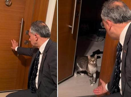 Belediye başkanı anahtarını unuttu! Kapıyı kedisi 'Fred' açtı