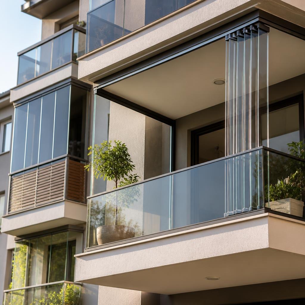 Apartman cephesinde farklı cam balkon uygulamaları