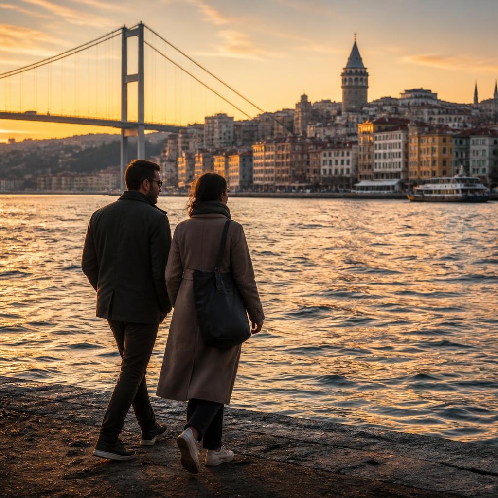 Fenerbahçe Adası kıyısından İstanbul silueti