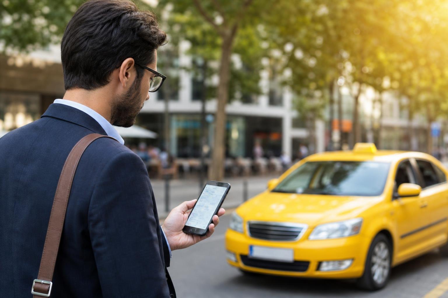 Taksiye binmeden önce telefondan güzergâh kontrolü yapan yolcu