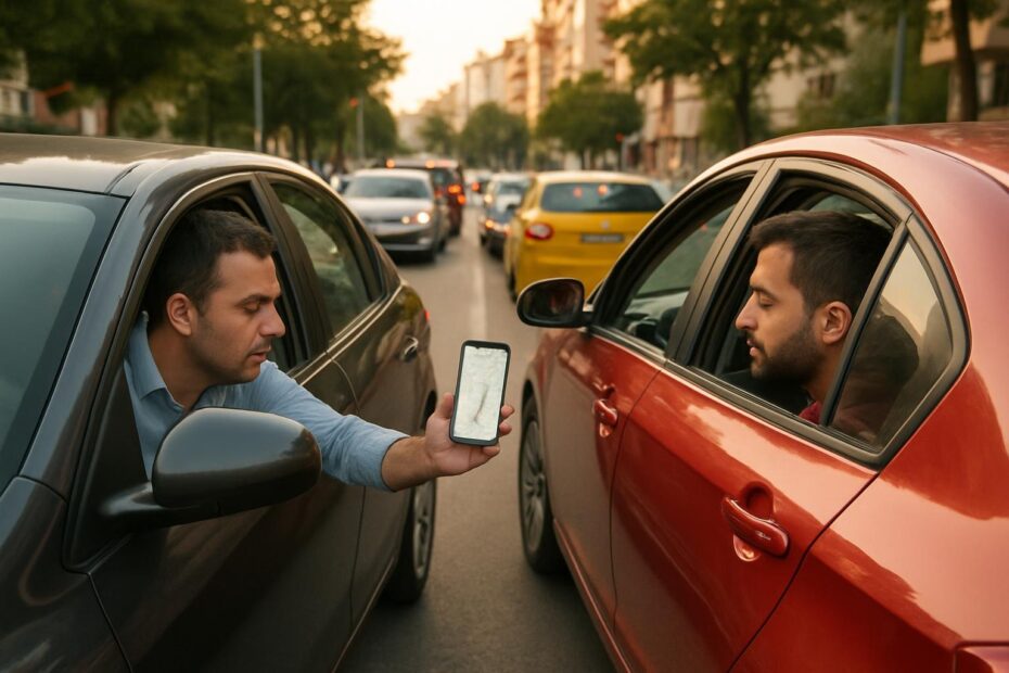 Trafik kazası sonrası telefondan harita konumu paylaşan sürücü